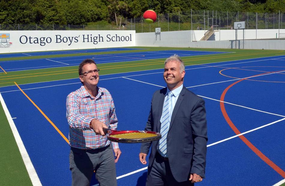 Otago Boys’ High School head of tennis Andrew Swan (left) and principal Richard Hall at the...