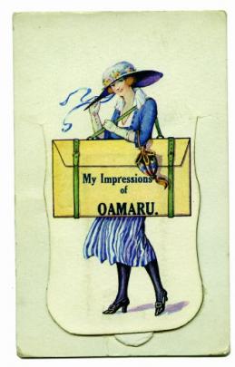 Pocket novelty postcards concealed a concertina of images  — in this case, 12 views of Oamaru.