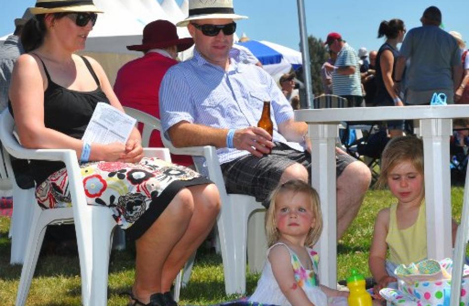 Andrea, Adin, Amelia (20 months) and Harriet (3) Long enjoy a day at the races at Wingatui on...