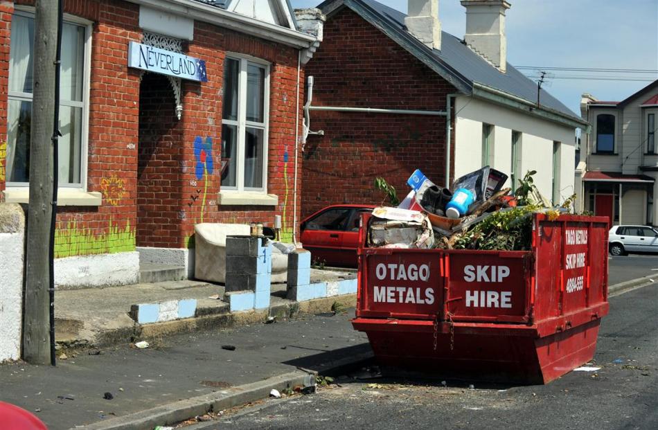 The only sign of students on Hyde St yesterday was the rubbish they left behind.