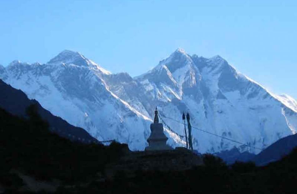 Mount Everest at sunrise.