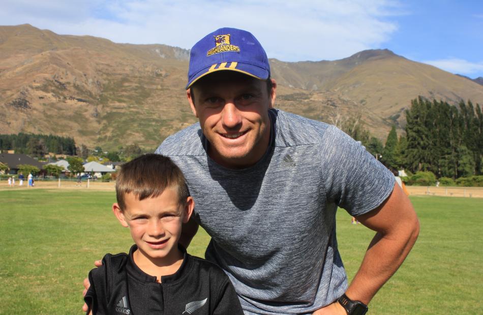 All Black Ben Smith with Kade Lawrie (7) of Wanaka, who wrote Smith a note asking if he would...