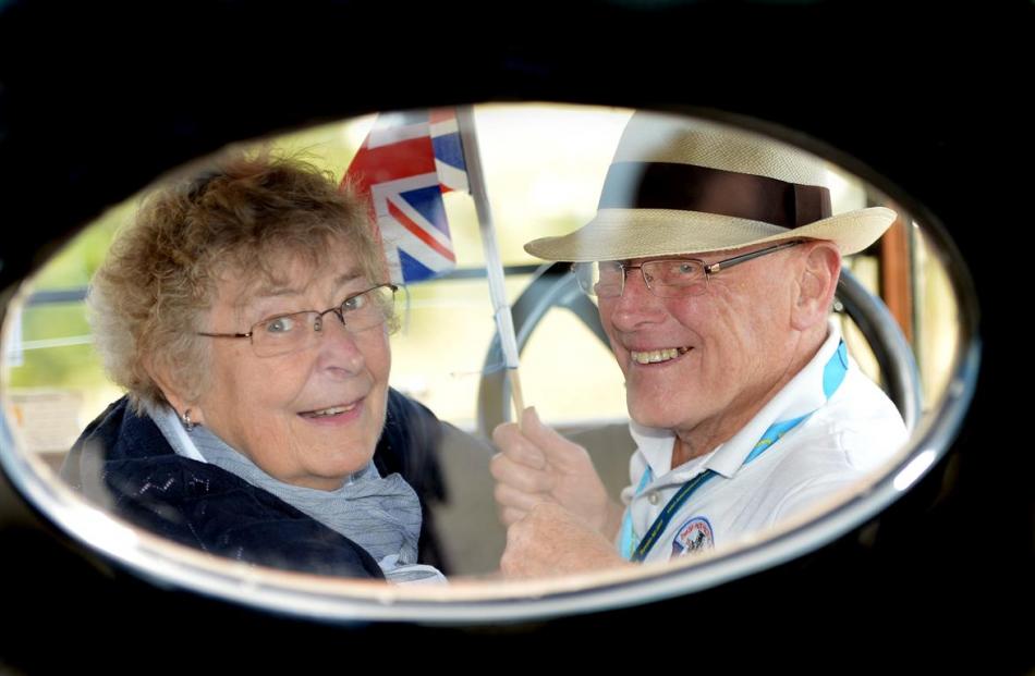 English visitors Phil (81) and Jan (76) Diffey, of Bedford, witha borrowed 1924 Humber 8hp Saloon...