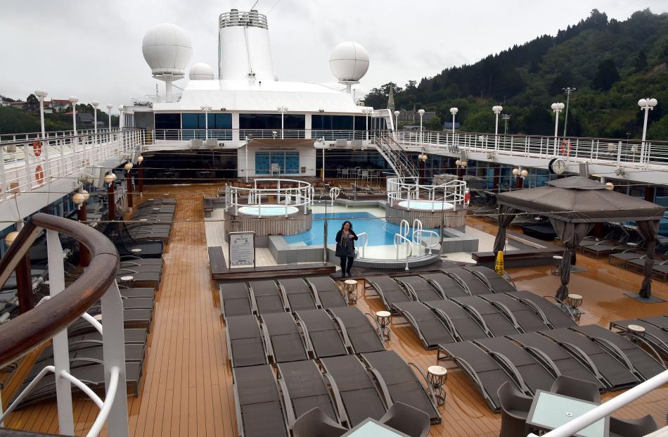 Upper deck of luxury cruise liner Azamara Quest yesterday.