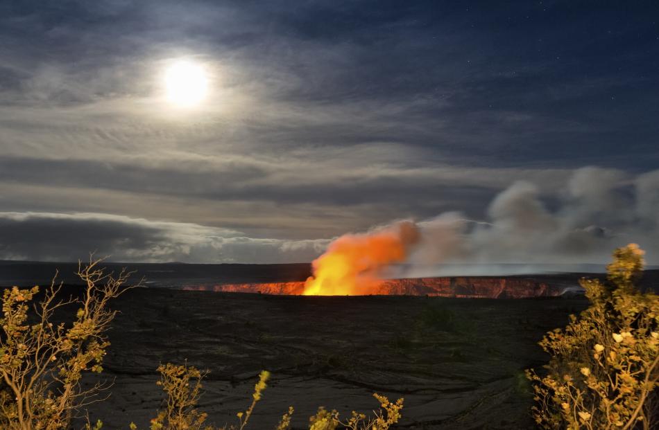 Kilauea volcano creates spectacular viewing in the Hawaii Volcanoes National Park on the Big...