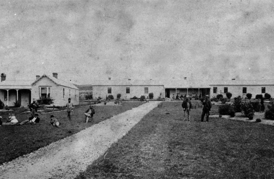 The first Tuapeka Hospital in Lawrence, around 1870. Photo by Tuapeka Goldfields Museum.