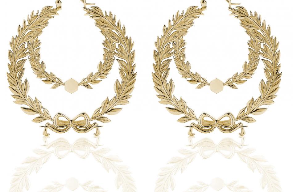 Meadowlark wreath hoop earrings (gold), $4599