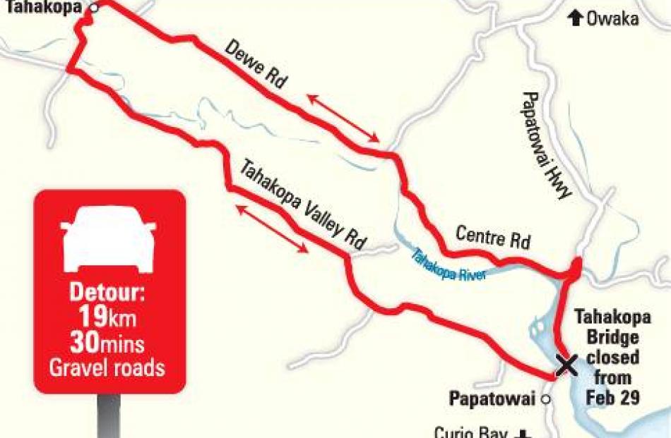 Click on to enlarge this map showing the detour route. Graphic: ODT