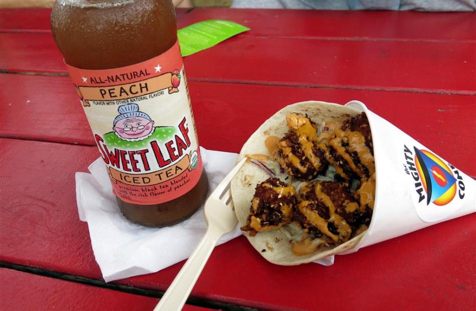 Sweet tea cuts through deep-fried cajun popcorn prawn.