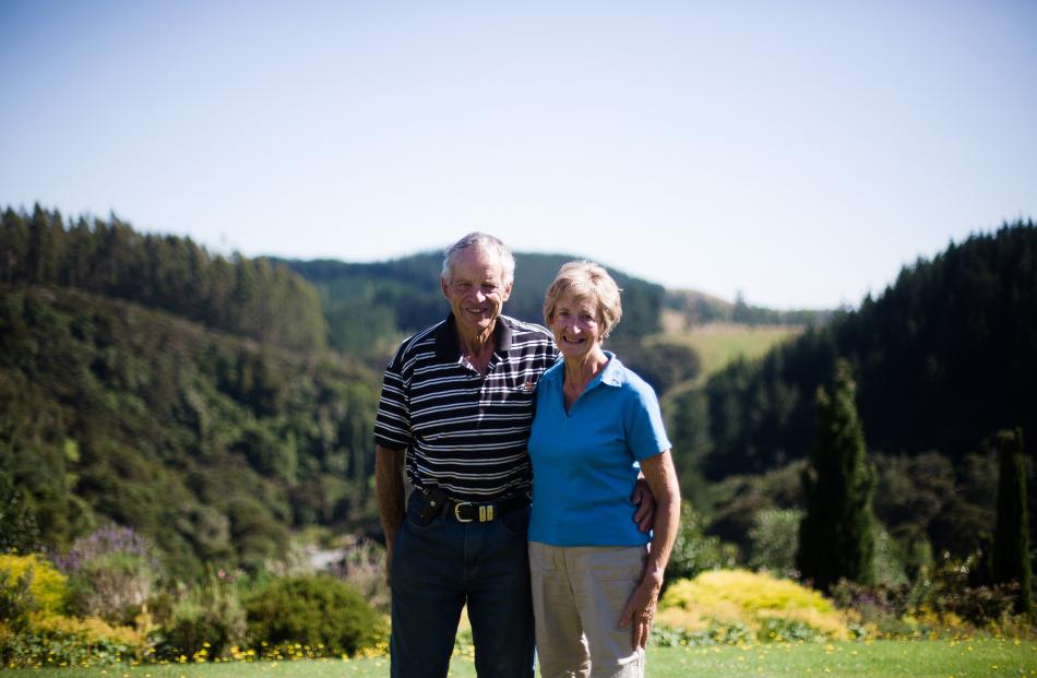 John and Anna Mackay at their Waianakarua farmstay overlooking the river.