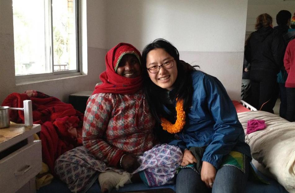 Sophie Bang (right) and a patient at Anandaban Hospital. Photo: supplied