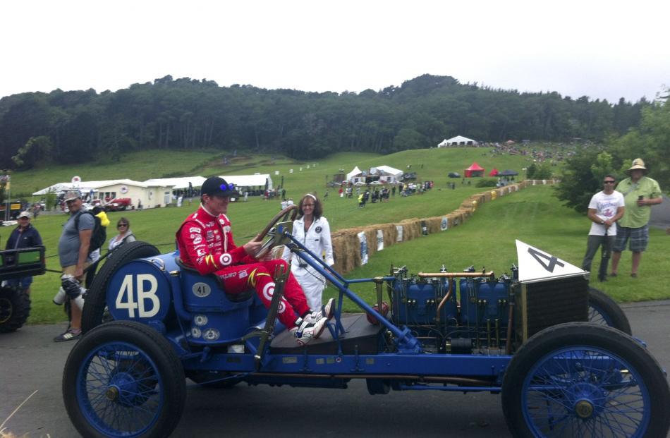 Scott Dixon in the 1906 Darracq, the world’s oldest grand prix race car.