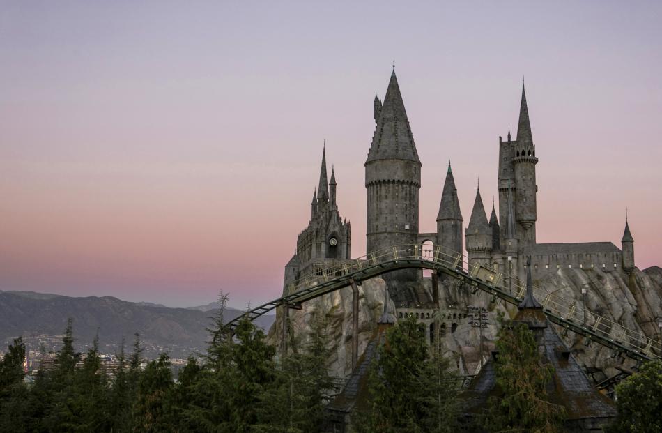 Hogwarts castle, with a view of Flight of the Hippogriff, Universal Studios Hollywood's first...