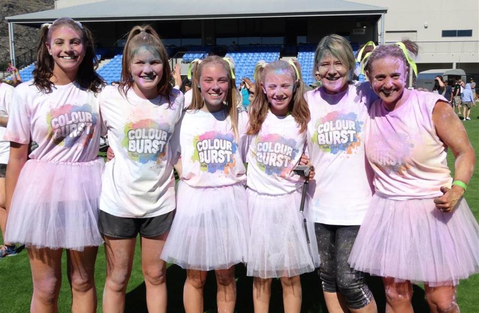 Ready for a shower are, from left, Breigh Monaghan (15), Grace Ellis (14), Lily Tierney (15),...