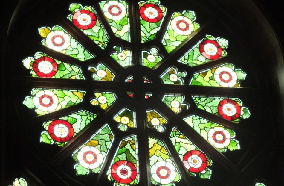 The William Morris rose window in St Barnabas Church.