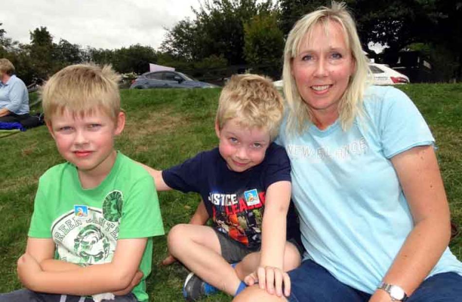 Jack (8), Sam (6) and Sue Reece, of Christchurch.