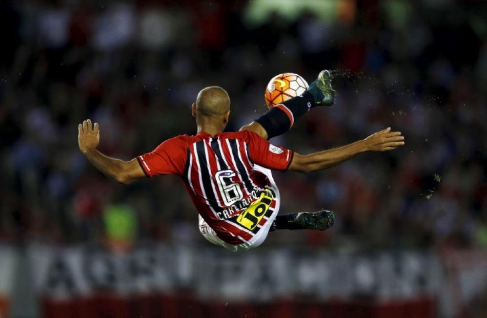 Sao Paulo player Carlinhos in action during their match against Libertadores. Photo: Reuters