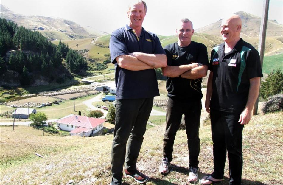 Trainers Norm Harraway (Rakaia), Johnny Fraser (Five Forks) and Tom Wilson (Balclutha) at a...