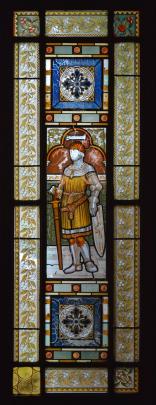 A stained-glass sidelight beside the front door. PHOTO: GERARD O'BRIEN