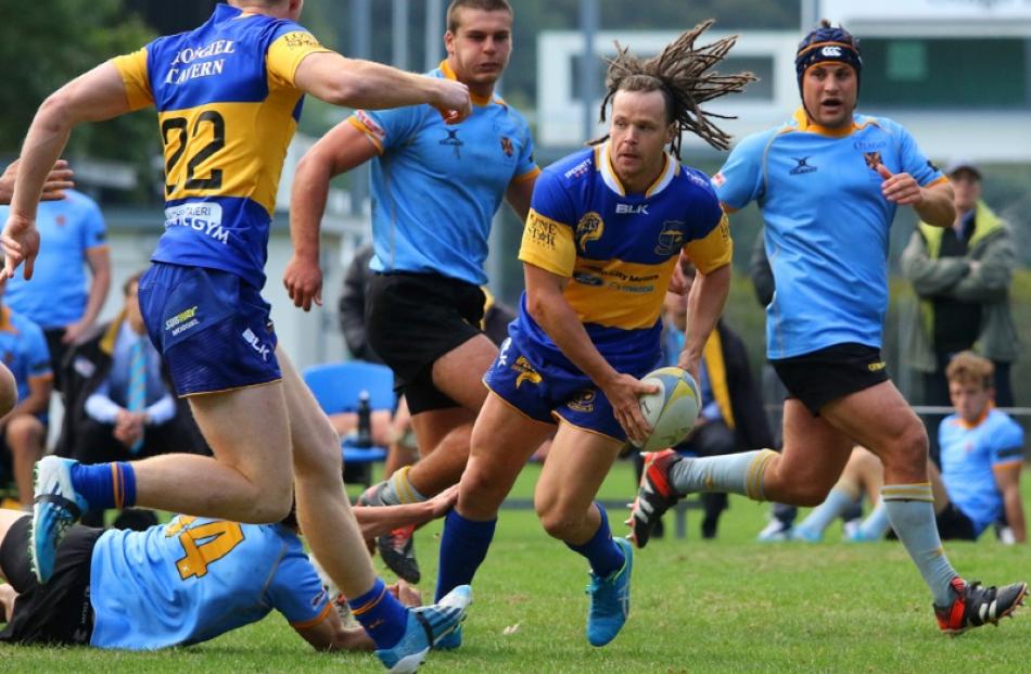 Winger Shannon Young stands in a tackle and looks for support in the second half. Photo: Caswell...