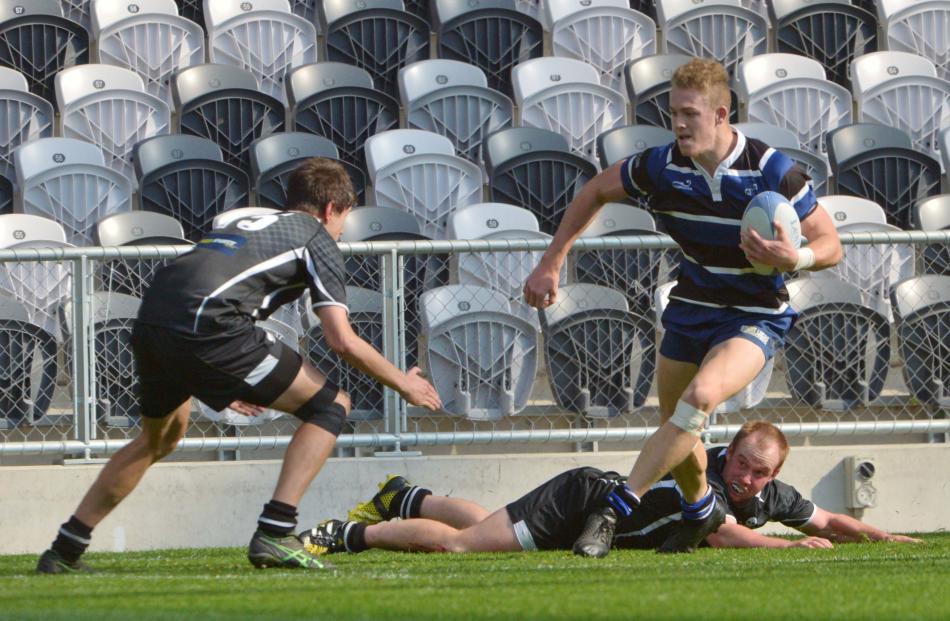 Action from today's match between Kaikorai and Pirates at Forsyth Barr Stadium today. Photo:...