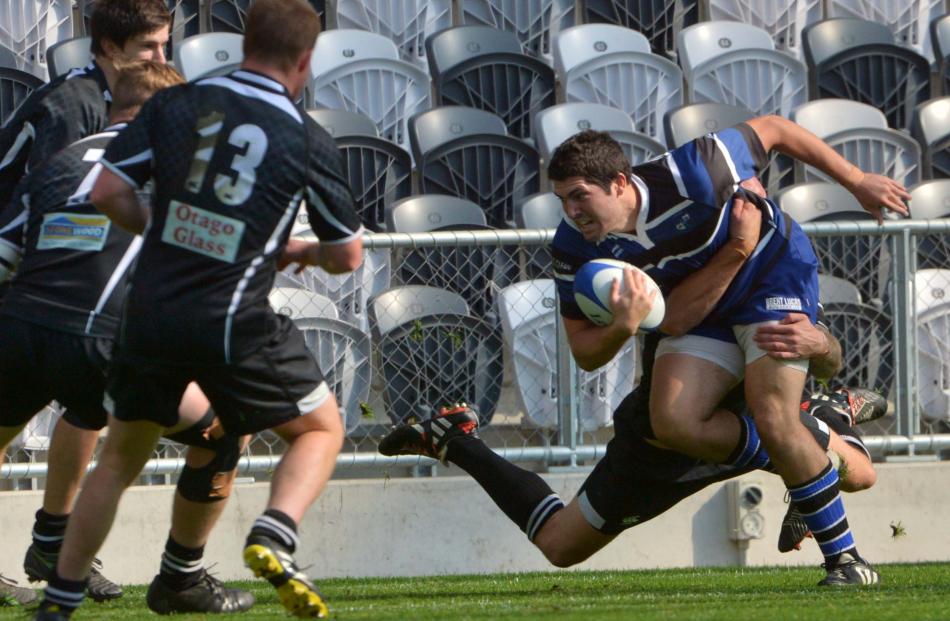 Action from today's match between Kaikorai and Pirates at Forsyth Barr Stadium today. Photo:...