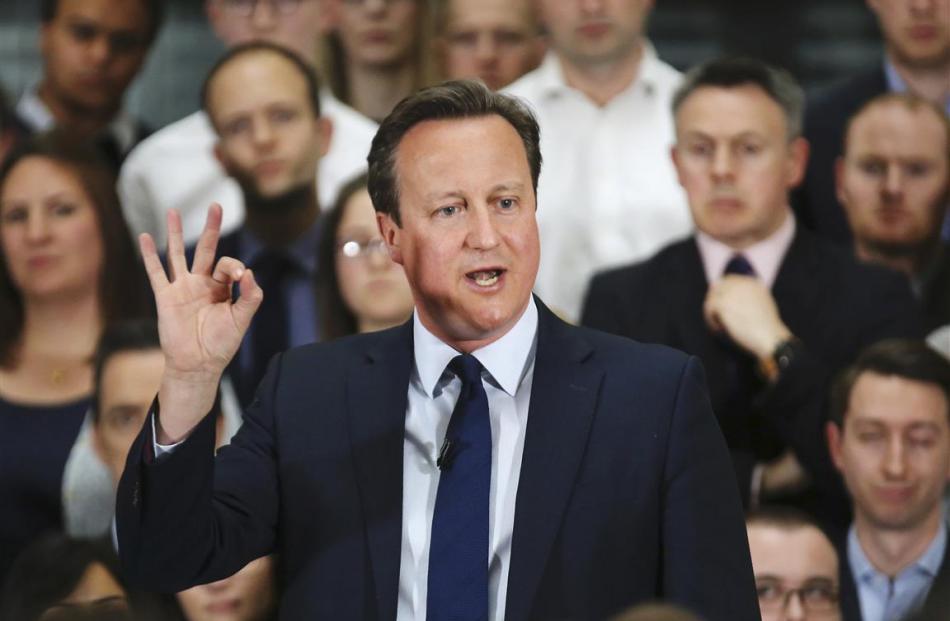 Britain’s Prime Minister David Cameron holds a Q&A session on the forthcoming European Union...