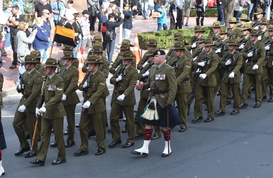 Soldiers march though the Octagon. Photo: Peter McIntosh