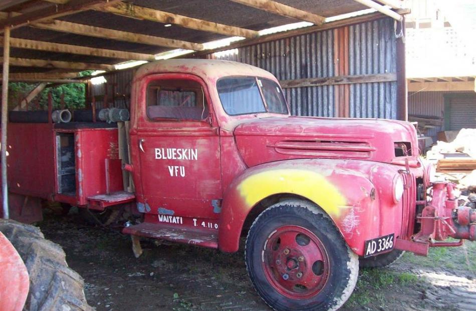 A 1940s Ford ‘‘Jailbar’’ fire engine, formerly used by the Taieri Aerodrome and the former...