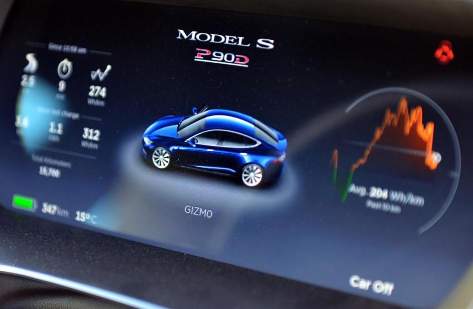 The driver’s console on the Tesla  shows more than just the speed of the car.