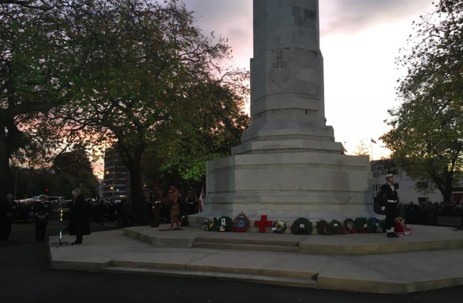 Wreaths were laid at the Cenotaph. Photo: Craig Baxter