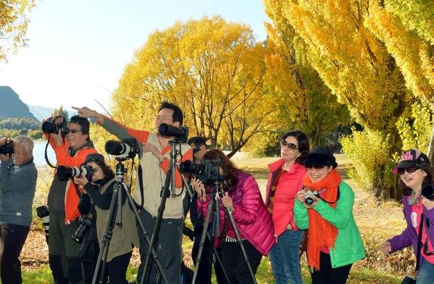 Taiwanese tourists on a photographic holiday revel in the beauty of Lake Wanaka and surrounds.