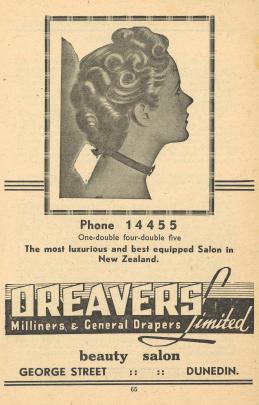 A newspaper advert for George St business Dreavers, from 1945.
