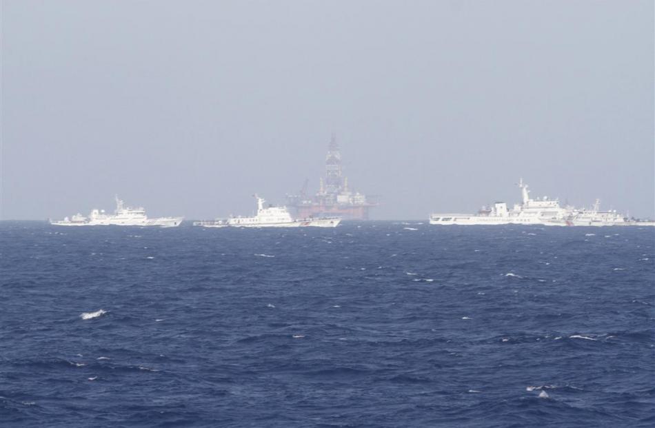 A controversial oil rig in the disputed South China Sea is pictured in this file photo.