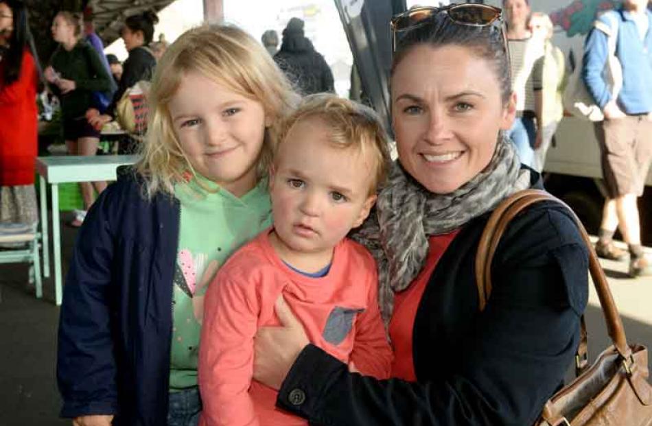 Ruby (4), Monty (2) and their mother Lisa Sintmaartensdyk of Dunedin.
