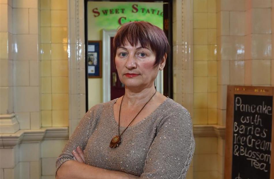 Sweet Station Cafe owner Tamara Jansen stands outside her business in the Dunedin Railway Station...