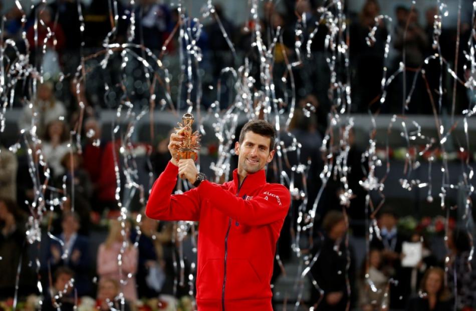 Novak Djokovic after winning the Madrid Masters. Photo: Reuters