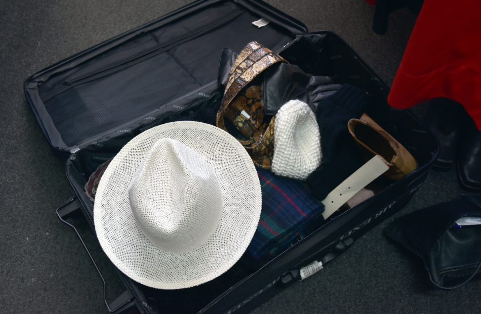 One of the suitcases packed with the fashion team’s finds.
