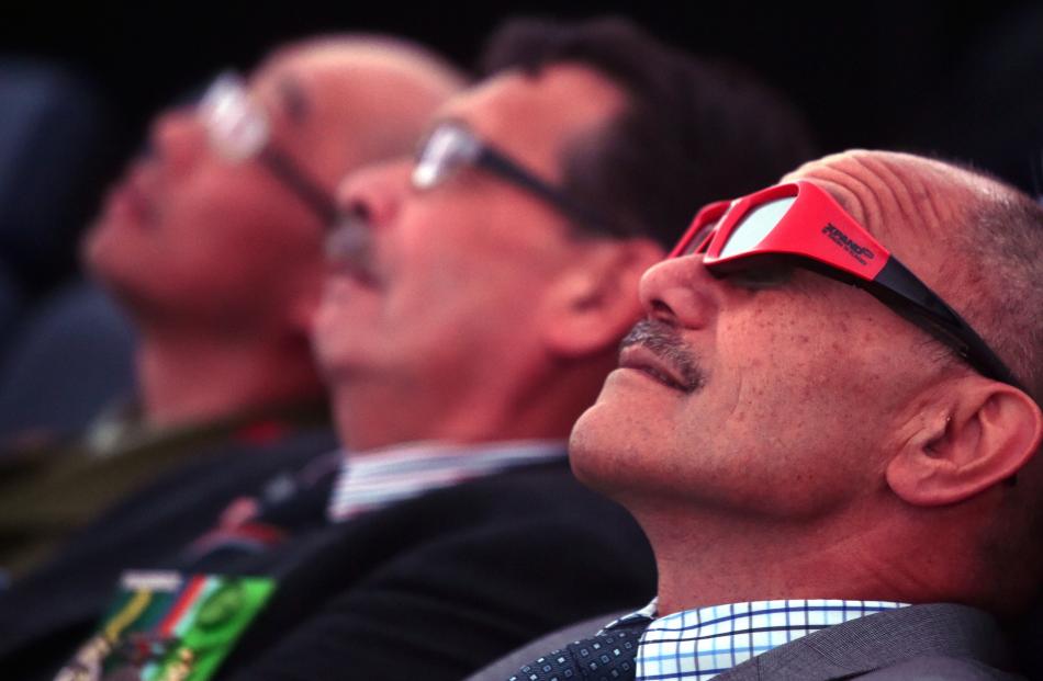 Sir Jerry watches a programme at Otago Museum's planetarium. Photo: Peter McIntosh