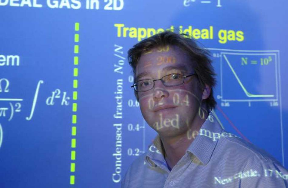 Dr David Hutchinson, senior lecturer in physics at the University of Otago illuminated by one of...