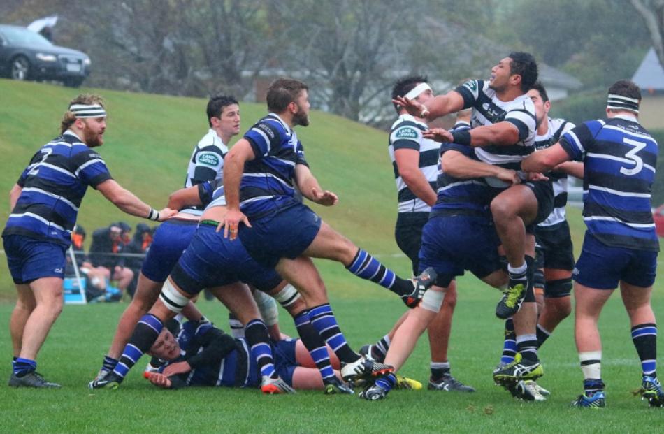 Action from today's match between Southern and Kaikorai. Photo: Caswell Images