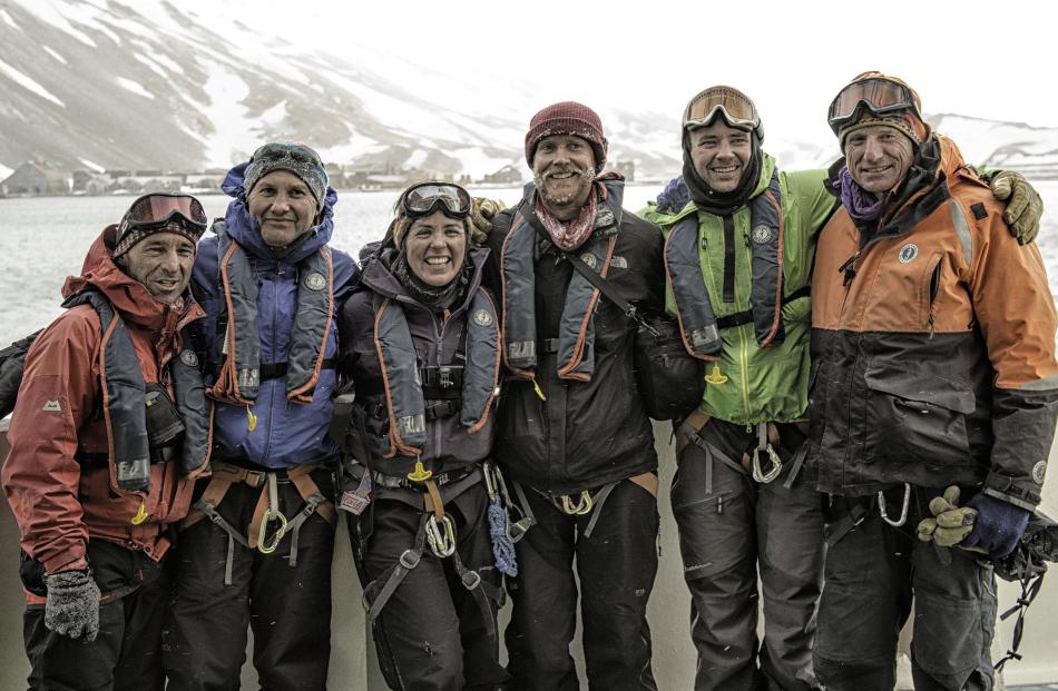 The expedition team. From left: Kevin Nicholas, Nigel Watson, Sinead Hunt, James Blake, Tom...