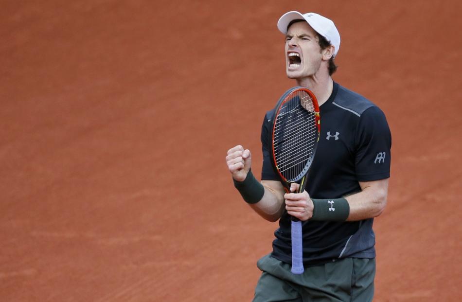 Andy Murray of Britain reacts during his match against the Czech Republic's Radek Stepanek at the...