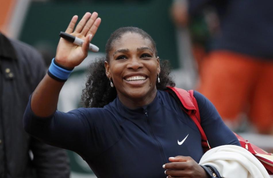 Serena Williams after winning the quarterfinal. Photo: Reuters