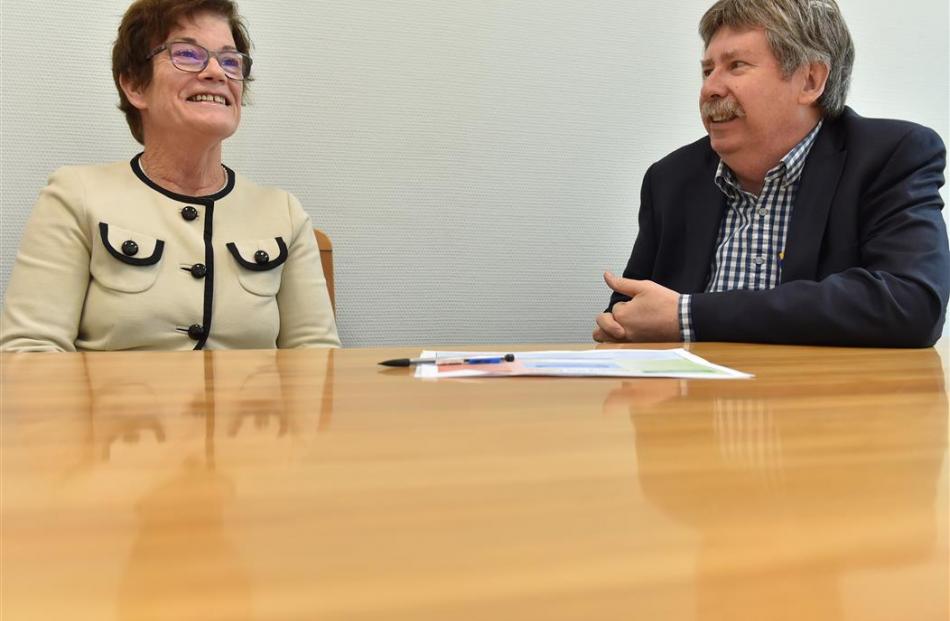 Southern District Health Board commissioner Kathy Grant and deputy commissioner Richard Thomson....