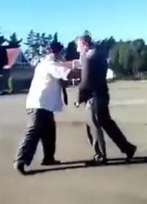 Still from a video supplied to the ODT yesterday showing a fight on the grounds of Waitaki Boys’...