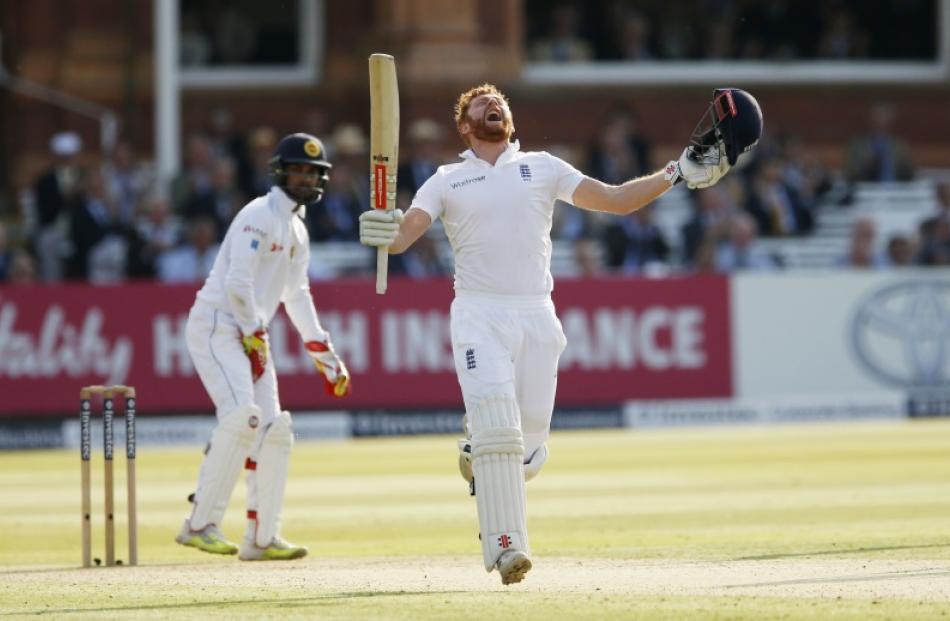 Johnny Bairstow celebrates scoring a century. Photo: Reuters