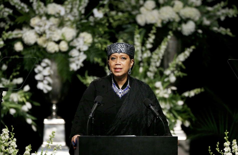 Ambassador Attallah Shabazz, daughter of Malcolm X, speaks at a public memorial service for the...