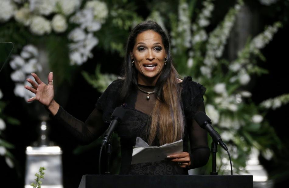 Rasheda Ali-Walsh, a daughter of Muhammad Ali, speaks at a memorial service for the late boxer in...