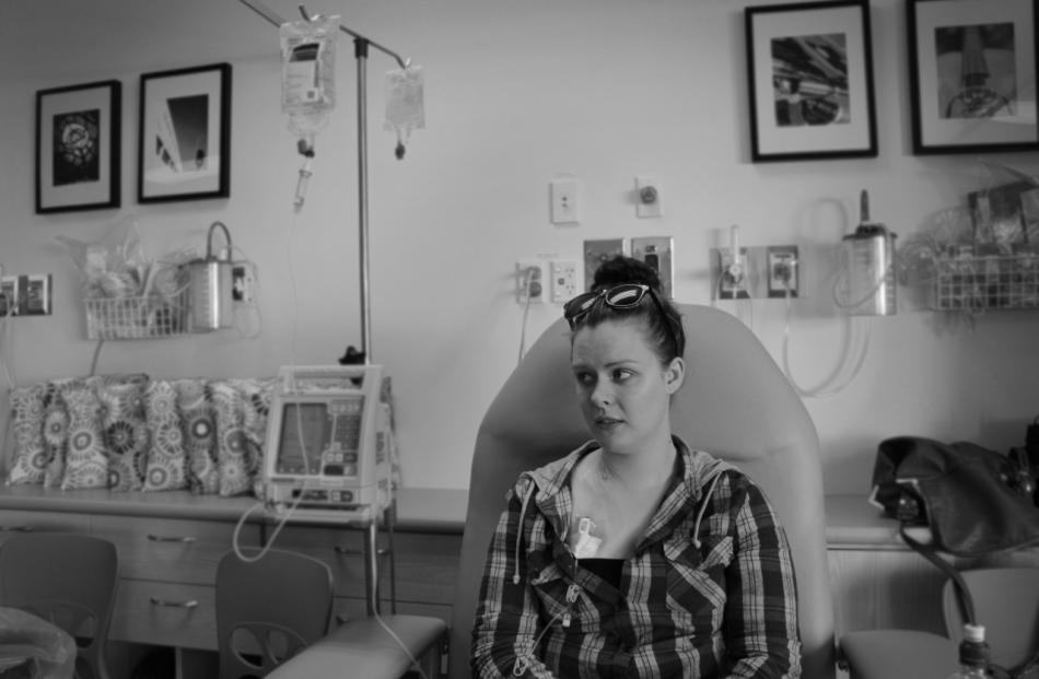 Natalie Reynolds prepares for her first round of chemotherapy in August 2014. Supplied photo